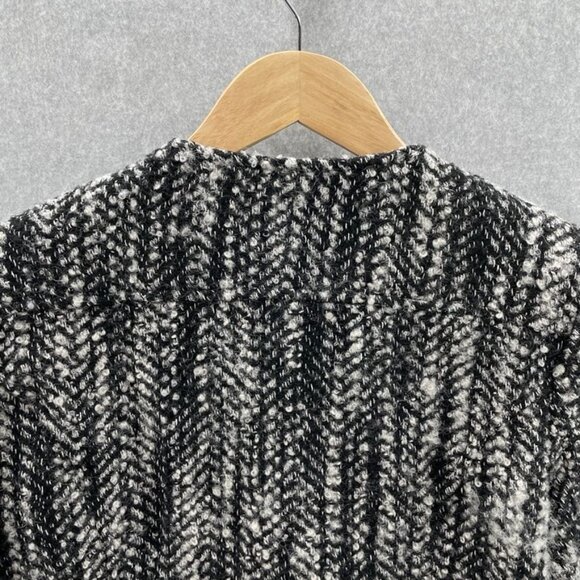 cAbi Over the Moon Tweed Jacket Womens 8 Black Gray Asymmetrical Zip Wool Blend - Picture 4 of 8